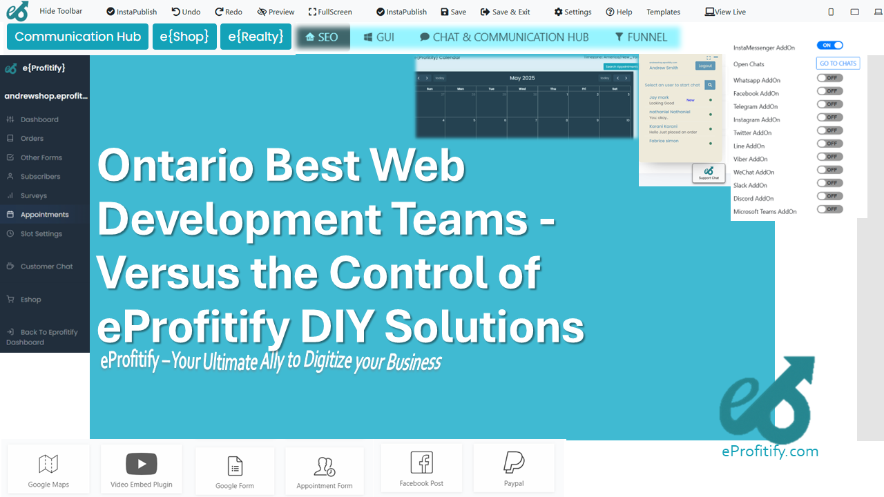 Ontario Best Web Development Teams - Versus the Control of eProfitify DIY Solutions